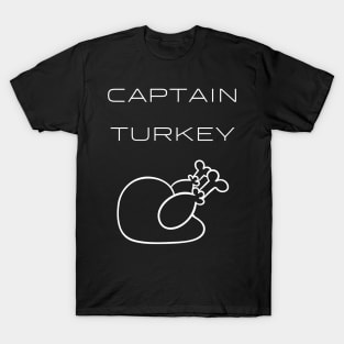 Captain Turkey Typography White Design T-Shirt